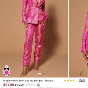 Fuchsia Embroidered Suit Set Pretty in Pink